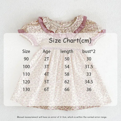 半袖ロンパース ☺︎ ベビーロンパース/キッズワンピース 半袖パフスリーブ ダブルフリル シャーリング フラワー花柄プリント リンクコーデ 姉妹 お揃いコーデ