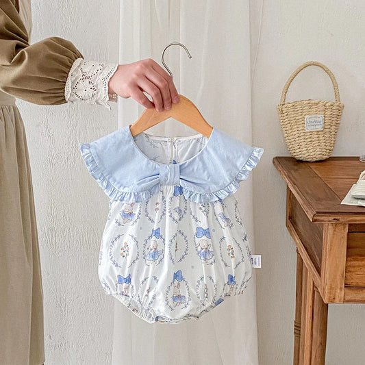 ノースリーブロンパース ☺︎ ベビーロンパース ノースリーブ リボンカラー ボディスーツ