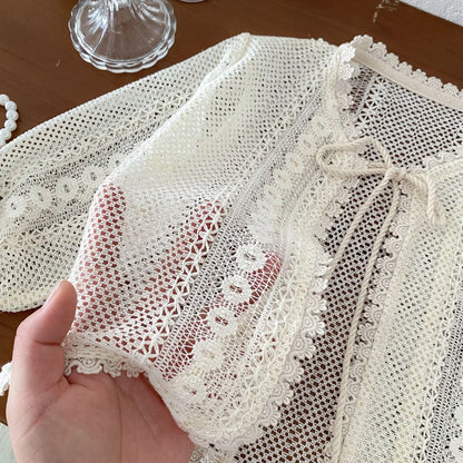 カーディガン・パーカー キッズカーディガン 総レースジャケット お出かけ クーラー対策 ボレロ ベージュ