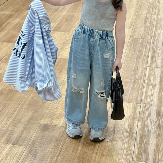 デニムパンツ キッズパンツ デニムパンツ ダメージ加工 ジーンズ ジーパン ゴムウエスト