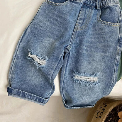 デニムパンツ キッズパンツ デニムパンツ ジーンズ ダメージ加工 ジーパン
