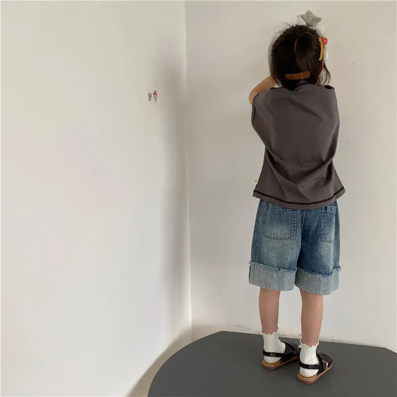 ハーフパンツ・ショートパンツ キッズパンツ デニムハーフパンツ ショートパンツ ロールアップ