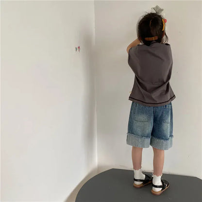 ハーフパンツ・ショートパンツ キッズパンツ デニムハーフパンツ ショートパンツ ロールアップ