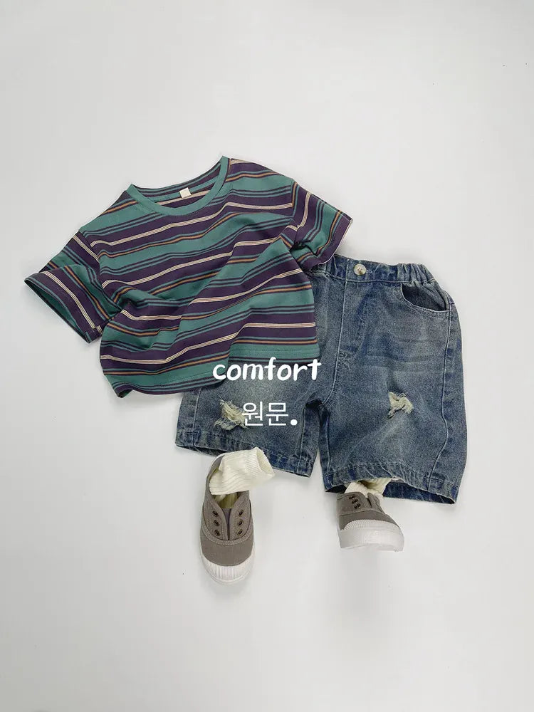 ハーフパンツ・ショートパンツ キッズパンツ デニム ダメージ加工 ハーフパンツ ショートパンツ