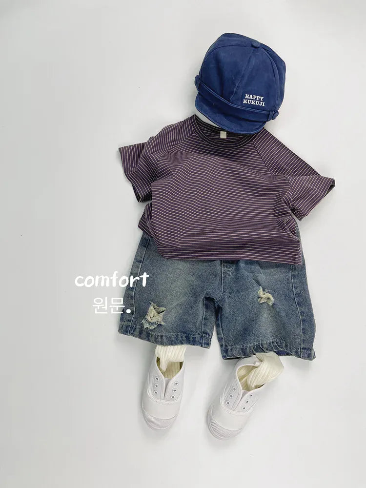 ハーフパンツ・ショートパンツ キッズパンツ デニム ダメージ加工 ハーフパンツ ショートパンツ