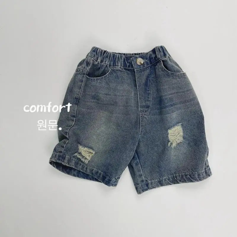 ハーフパンツ・ショートパンツ キッズパンツ デニム ダメージ加工 ハーフパンツ ショートパンツ