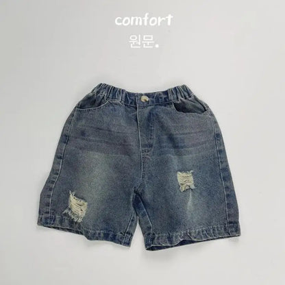ハーフパンツ・ショートパンツ キッズパンツ デニム ダメージ加工 ハーフパンツ ショートパンツ