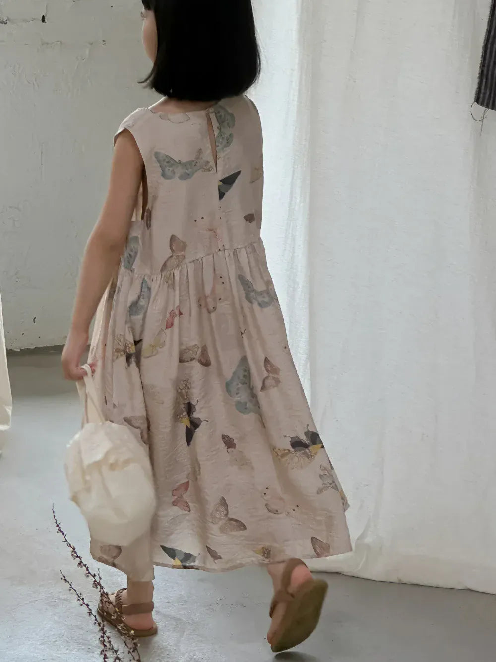 ノースリーブワンピース キッズワンピース ノースリーブワンピース 蝶バタフライプリント サマードレス