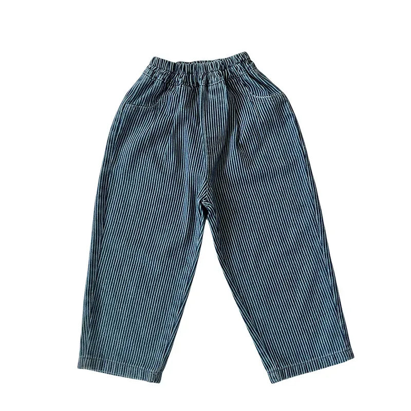 デニムパンツ キッズパンツ デニムストライプロングパンツ ジーンズ
