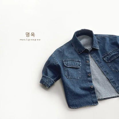 長袖シャツ・ブラウス キッズトップス 長袖デニムシャツ シャツジャケット
