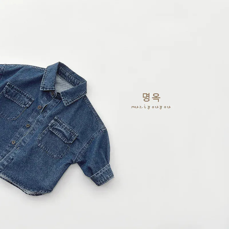 長袖シャツ・ブラウス キッズトップス 長袖デニムシャツ シャツジャケット