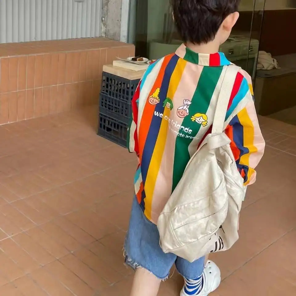 半袖シャツ・ブラウス キッズトップス 半袖シャツ カラフルストライプ