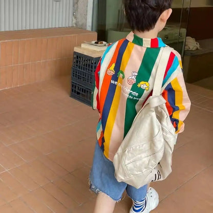 半袖シャツ・ブラウス キッズトップス 半袖シャツ カラフルストライプ