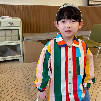 半袖シャツ・ブラウス キッズトップス 半袖シャツ カラフルストライプ
