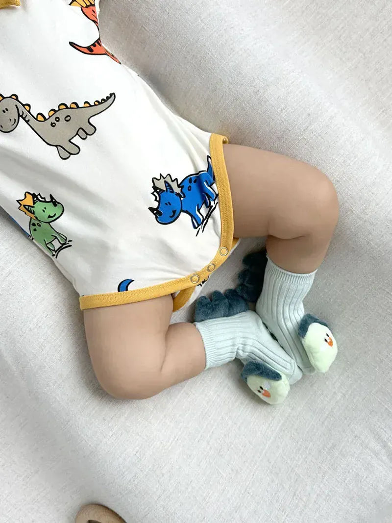 長袖ロンパース ベビーロンパース 帽子セット カラフル恐竜ダイナソープリント長袖ボディスーツ コスチューム