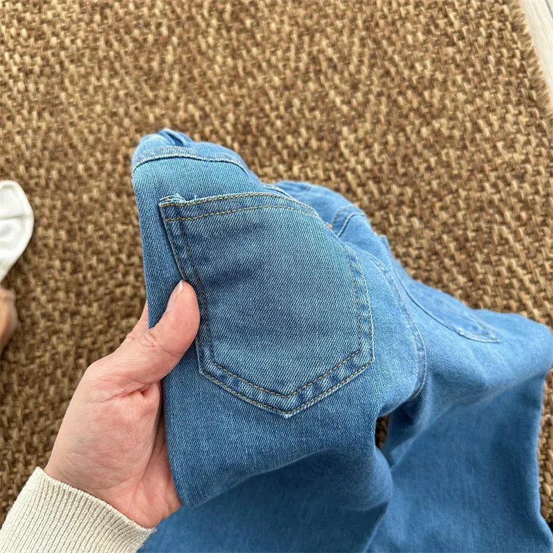 デニムパンツ キッズパンツ デニムパンツ サイドリボン スリットフレアパンツ ジーンズ ジーパン