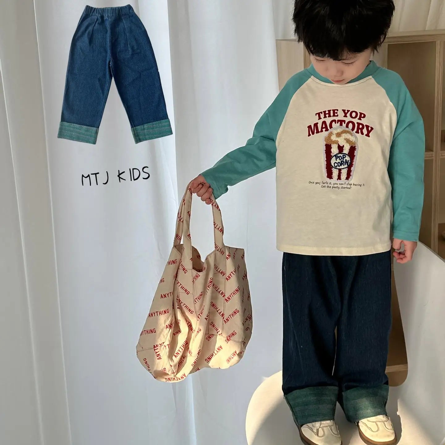 デニムパンツ キッズパンツ デニムパンツ ワイドルーズパンツ ロールアップ ジーンズ