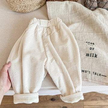 ロングパンツ・スウェットパンツ キッズパンツ 裏フリース コーデュロイ ロングパンツ 暖パン ベージュ ユニセックス 男の子 女の子 子供服