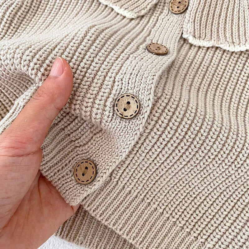 カーディガン・パーカー ベビーカーディガン ニットジャケット ビッグカラー フリル襟付き ベージュ ガールズ 女の子 子供服
