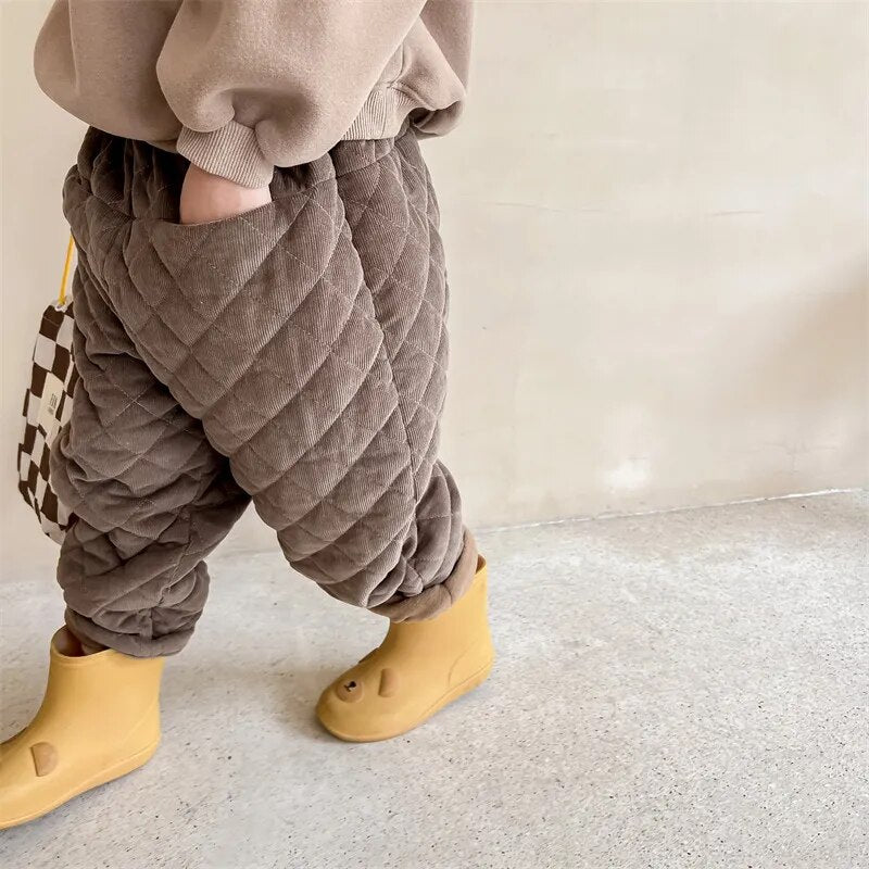 ロングパンツ・スウェットパンツ キッズ キルティング コーデュロイ パンツ 暖パン