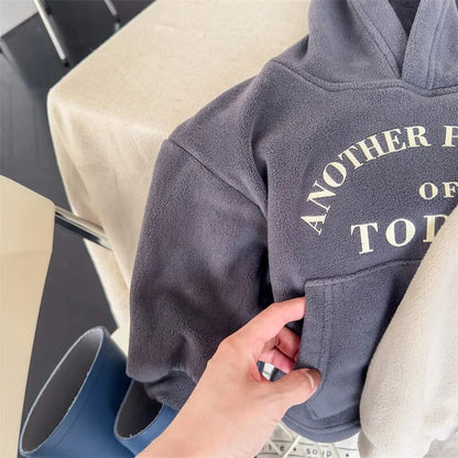 トレーナー・フーディ キッズ ボアフリース レターロゴ フーディ スウェット パーカー