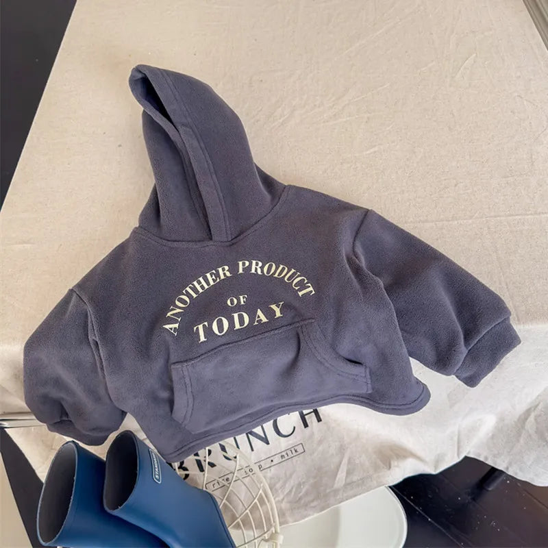 トレーナー・フーディ キッズ ボアフリース レターロゴ フーディ スウェット パーカー