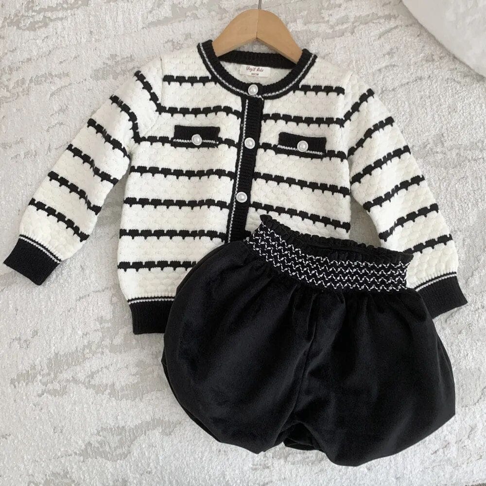 カーディガン・パーカー キッズ ニットジャケット カーディガン ボーダー パールボタン ガールズ 女の子 子供服