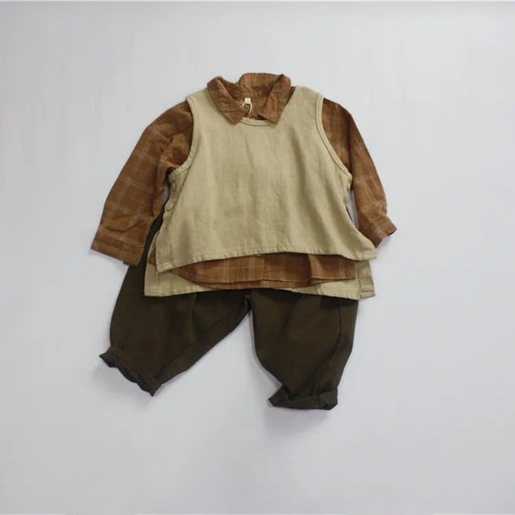 長袖シャツ・ブラウス キッズ レトロ チェック  長袖 シャツ ブラウス