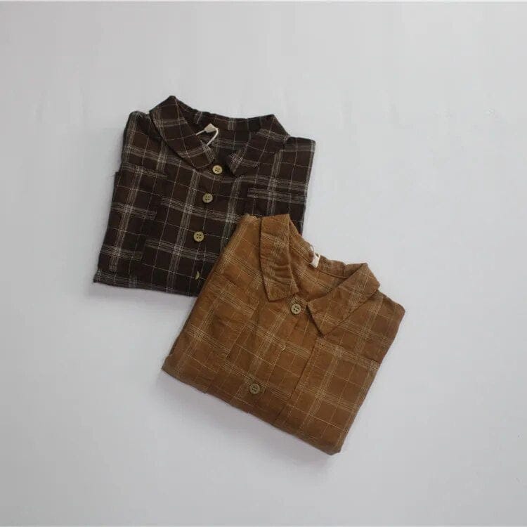 長袖シャツ・ブラウス キッズ レトロ チェック  長袖 シャツ ブラウス