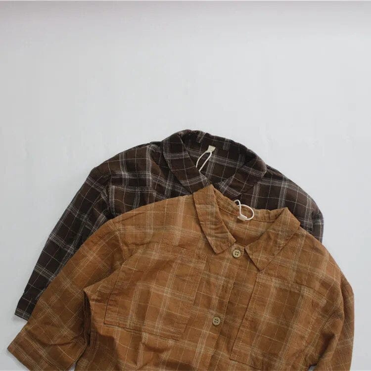 長袖シャツ・ブラウス キッズ レトロ チェック  長袖 シャツ ブラウス