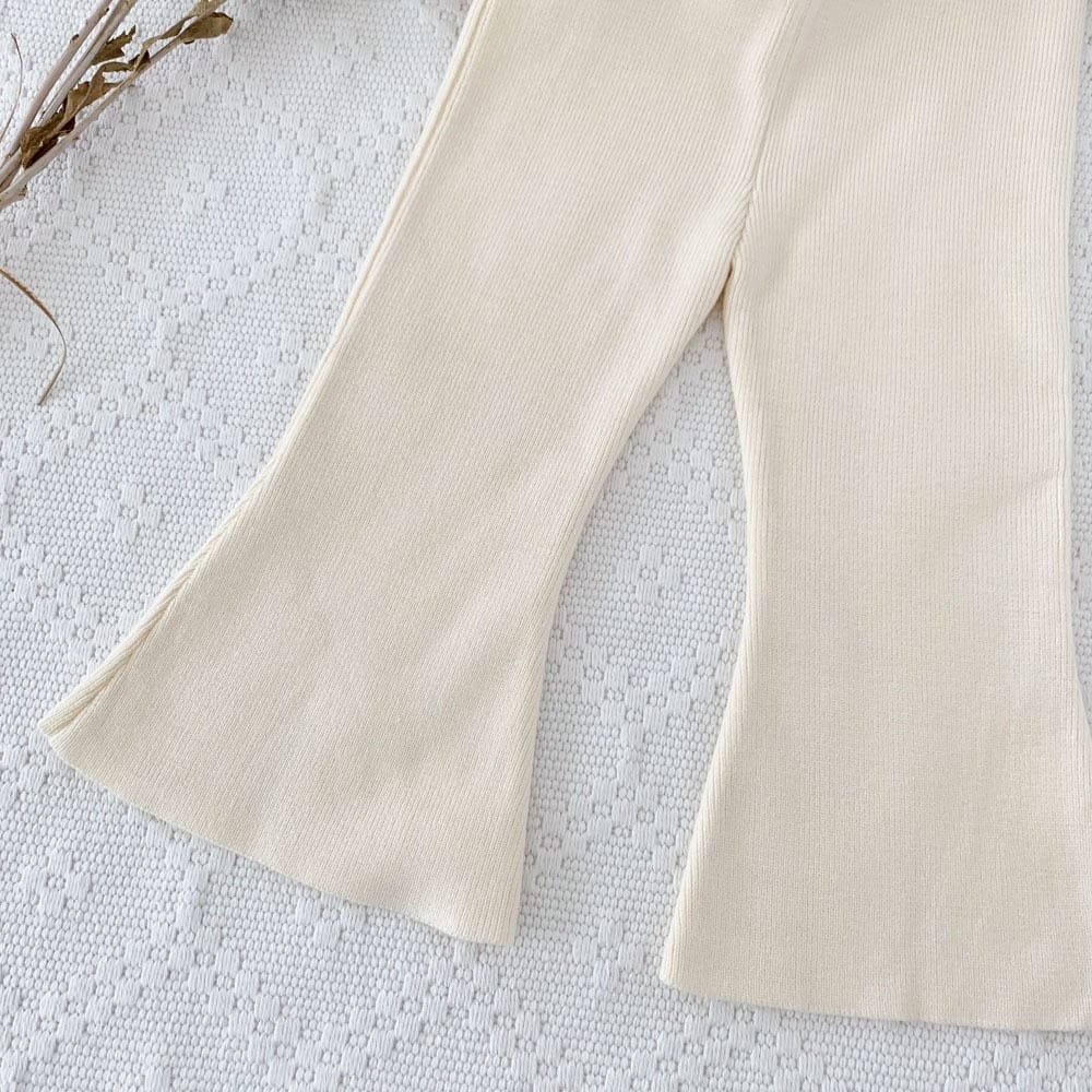 ロングパンツ・スウェットパンツ キッズ ニット フレア フロントスリット パンツ