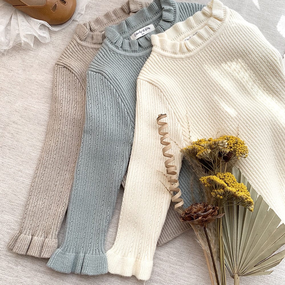 ニット・セーター キッズ ニット フリル 長袖 トップス セーター カットソー