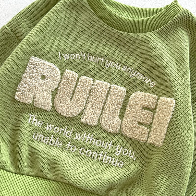 長袖セットアップ ベビー セットアップ スウェットトレーナー パンツ 刺繍レターロゴ グリーン ボーイズ 男の子