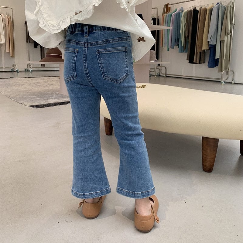 デニムパンツ キッズ デニム スキニーフレアパンツ ジーンズ ブルー ガールズ 女の子