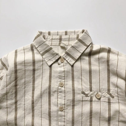 長袖シャツ・ブラウス キッズ服 長袖 シャツ ブラウス トップス ストライプ コットンリネン 男の子