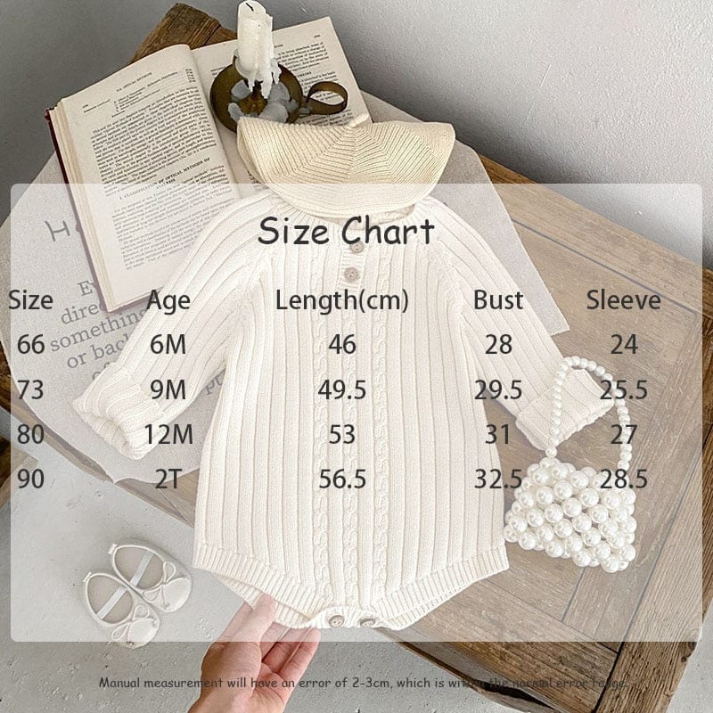 長袖ロンパース ベビー服 長袖 ロンパース ニット ケーブル編み アランニット ホワイト 白 女の子