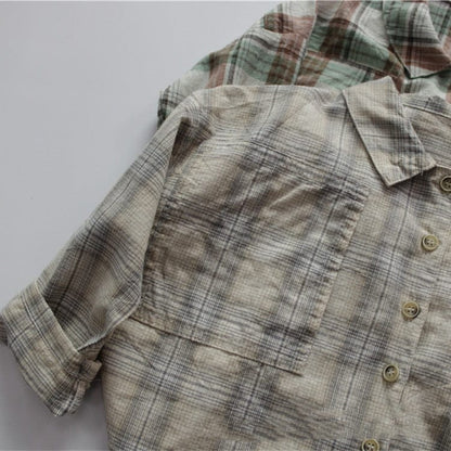 長袖シャツ・ブラウス キッズ チェック 長袖 ルーズ シャツ