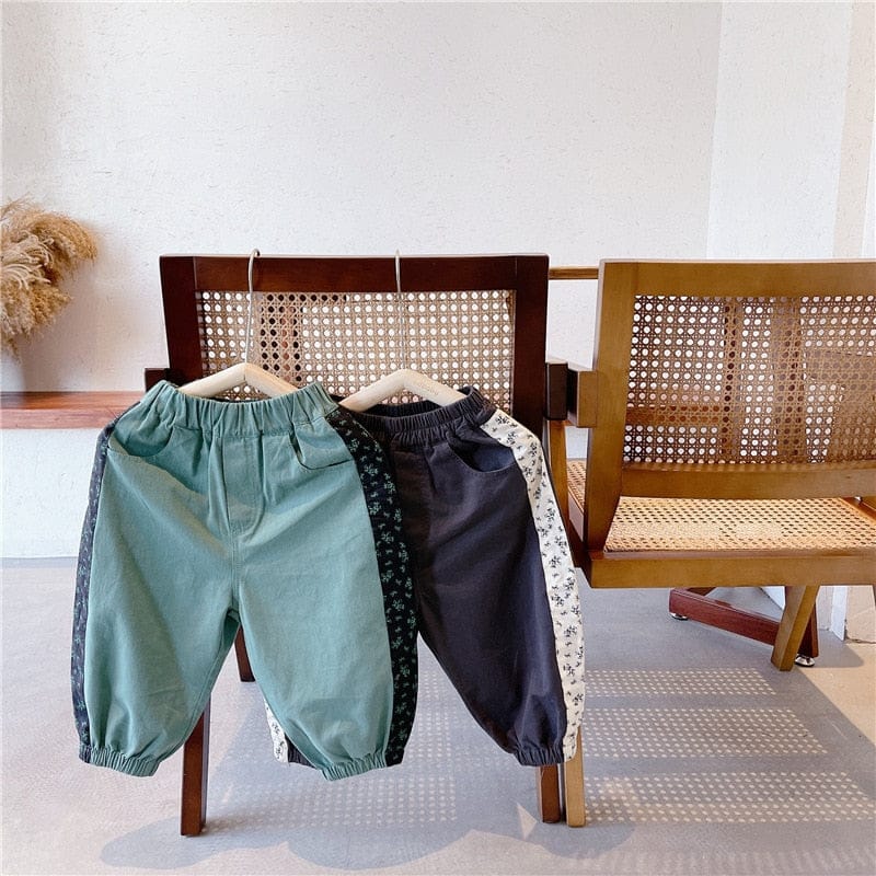 ロングパンツ・スウェットパンツ キッズ フラワー サイドライン パンツ