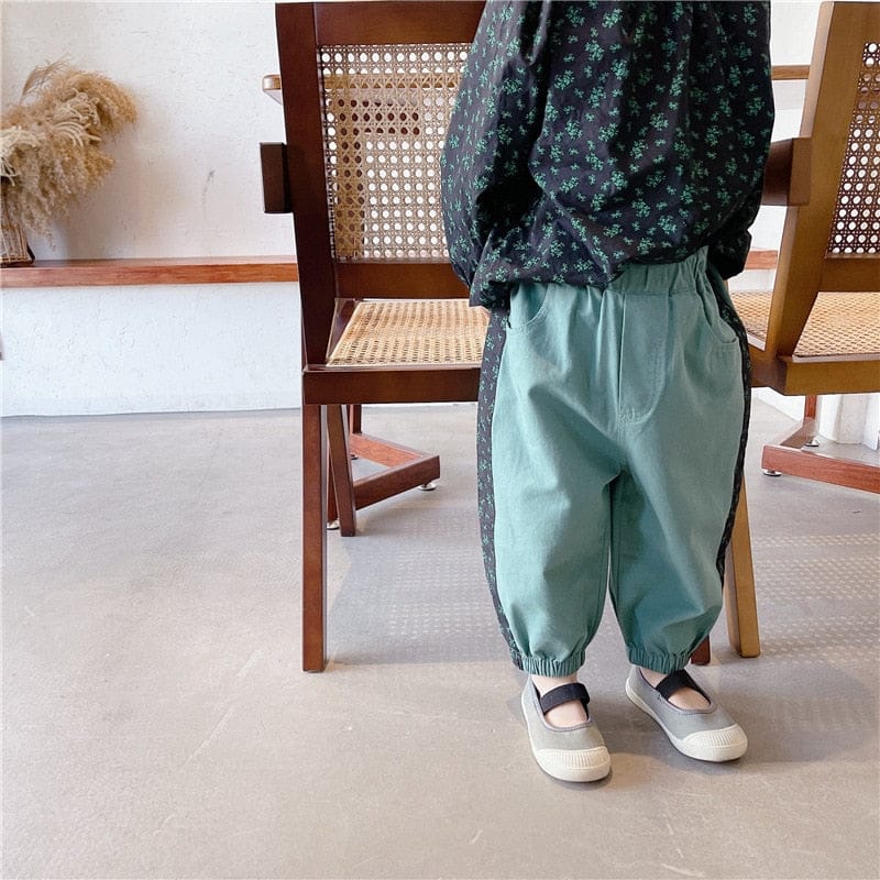 ロングパンツ・スウェットパンツ キッズ フラワー サイドライン パンツ