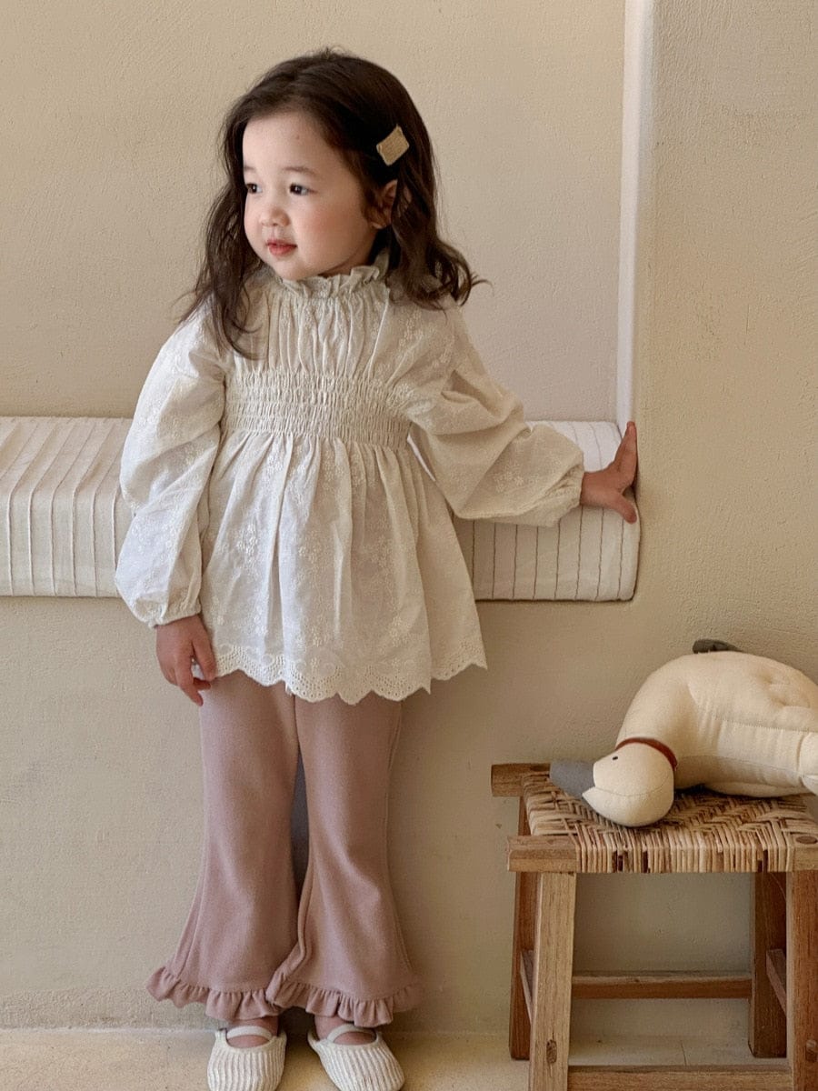 長袖シャツ・ブラウス キッズ レース 刺繍 長袖 ランタンスリーブ チュニック ブラウス トップス ガールズ