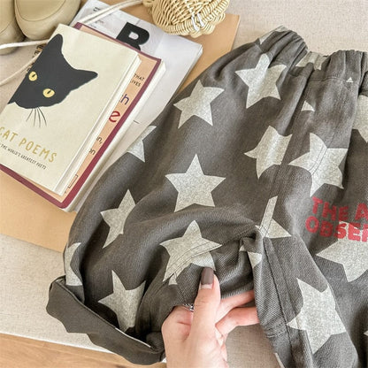 ロングパンツ・スウェットパンツ キッズ レターロゴ プリント スター 星 ルーズ パンツ ボーイズ