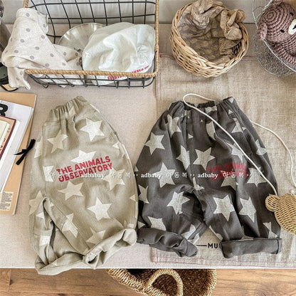 ロングパンツ・スウェットパンツ キッズ レターロゴ プリント スター 星 ルーズ パンツ ボーイズ