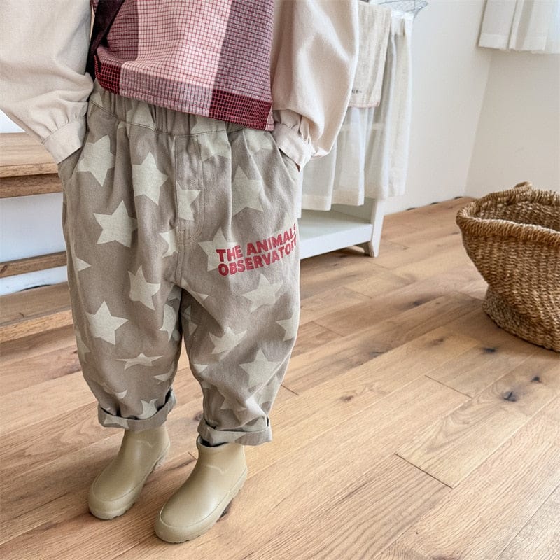 ロングパンツ・スウェットパンツ キッズ レターロゴ プリント スター 星 ルーズ パンツ ボーイズ