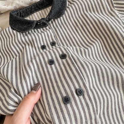長袖シャツ・ブラウス キッズ ストライプ 長袖 シャツ ブラウス ボーイズ