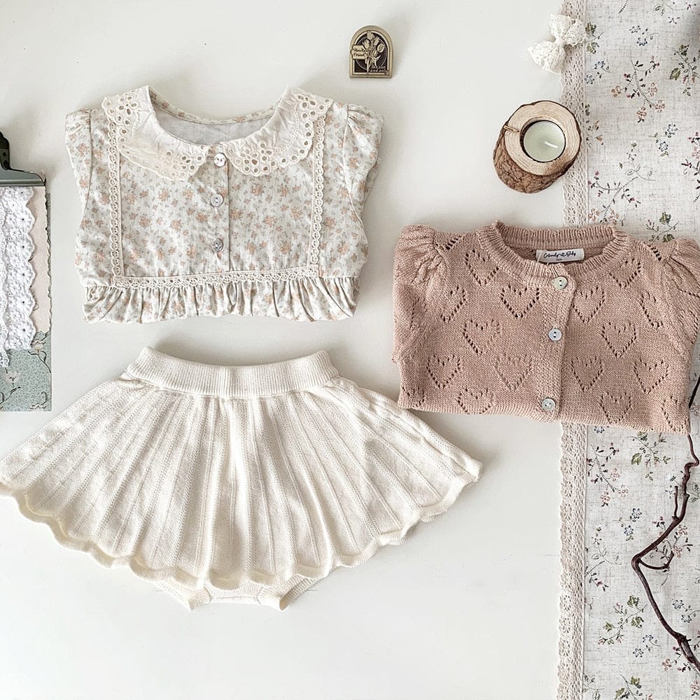 長袖シャツ・ブラウス キッズ フラワー 花柄 レース襟 長袖 チュニック ブラウス トップス