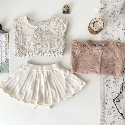 長袖シャツ・ブラウス キッズ フラワー 花柄 レース襟 長袖 チュニック ブラウス トップス