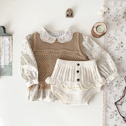 長袖シャツ・ブラウス キッズ フラワー 花柄 レース襟 長袖 チュニック ブラウス トップス