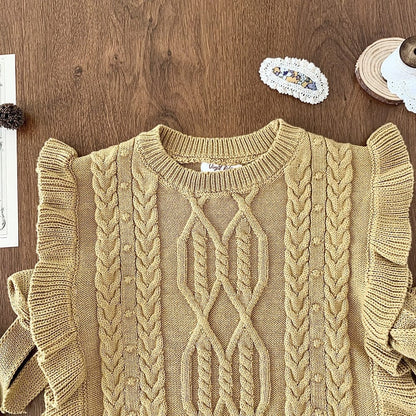 ベスト キッズ ニット フリル ベスト ショール ケープ ビブベスト ガールズ