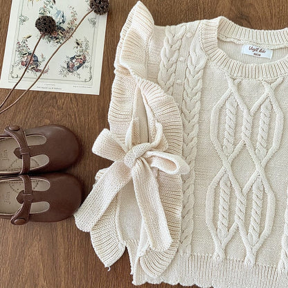 ベスト キッズ ニット フリル ベスト ショール ケープ ビブベスト ガールズ