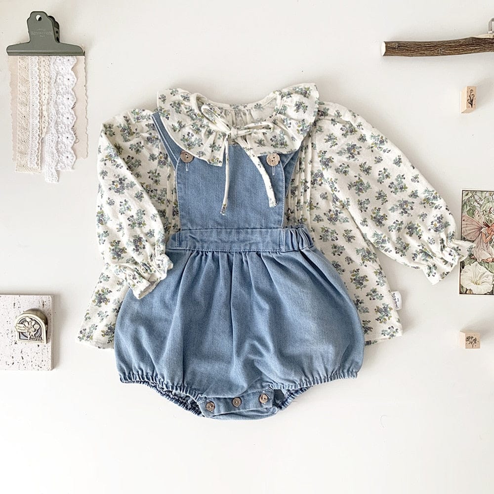 長袖シャツ・ブラウス ベビー キッズ フリル フラワー 花柄 ピンタック 長袖 チュニック ブラウス シャツ ガールズ